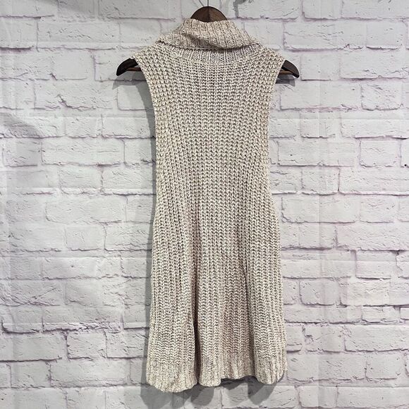 Free People Valentina Sleeveless Tunic Turtleneck Sweater Size Small Ivory Combo - Picture 3 of 10